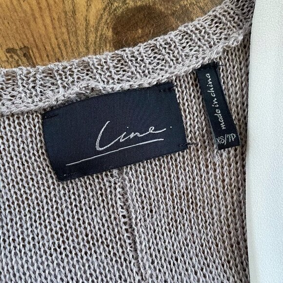 Line & Dot Womens Mixed Media Blouse XS Ivory Surplice Front Oatmeal Knit Back - Picture 6 of 6